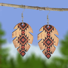 Boho Leaf Wooden Earrings Gift for Girls Dress Up