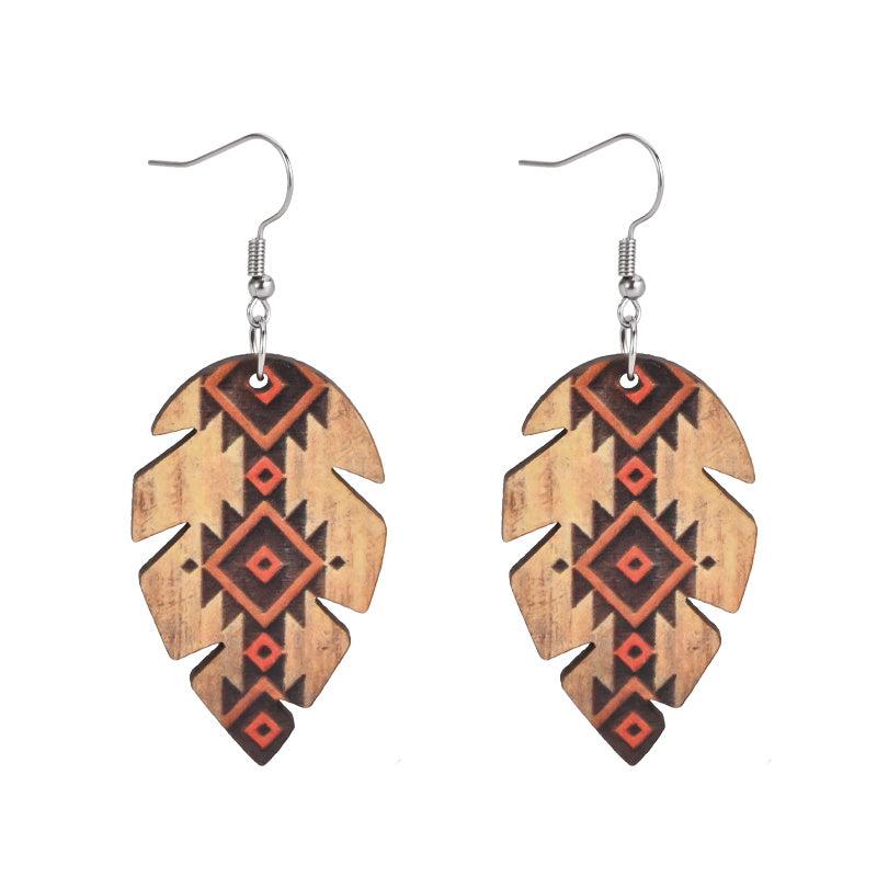Boho Leaf Wooden Earrings Gift for Girls Dress Up