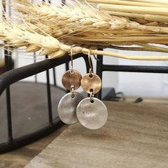 Retro Round Drop Earrings Pair Women Pendant Earrings