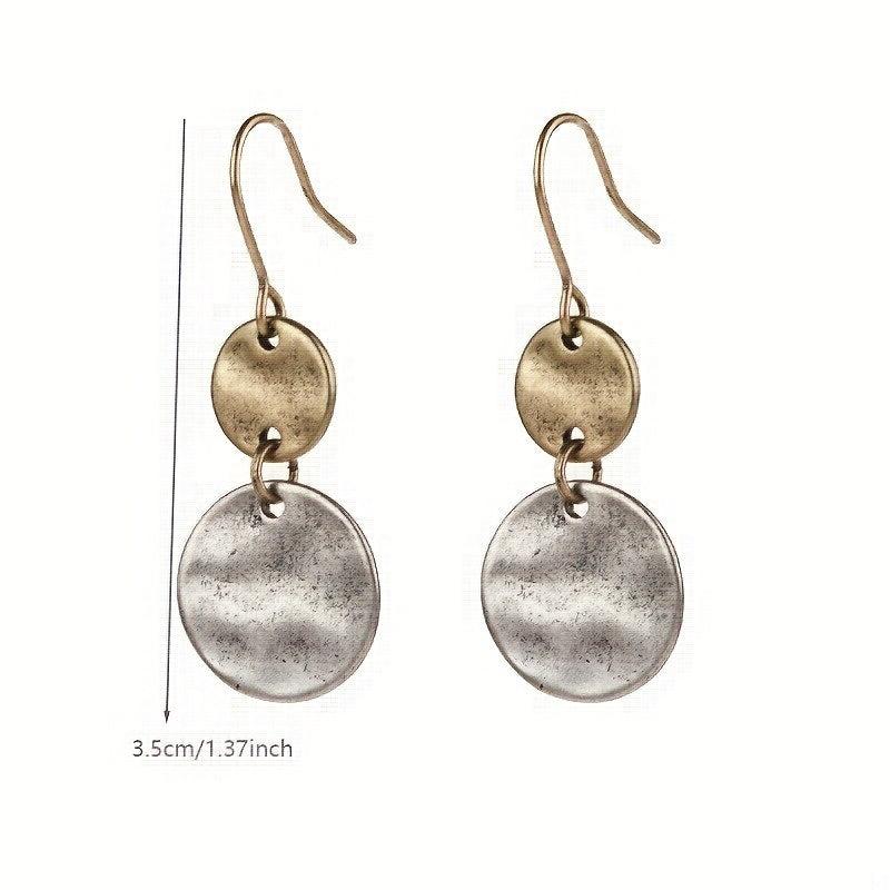 Retro Round Drop Earrings Pair Women Pendant Earrings