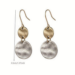 Retro Round Drop Earrings Pair Women Pendant Earrings