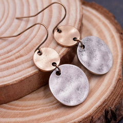 Retro Round Drop Earrings Pair Women Pendant Earrings