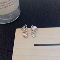 Sweet Asymmetrical Love Earrings, Light and Feminine Style