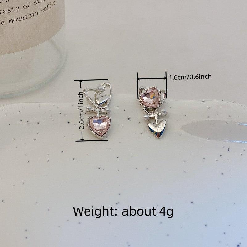 Sweet Asymmetrical Love Earrings, Light and Feminine Style