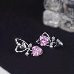 Sweet Asymmetrical Love Earrings, Light and Feminine Style