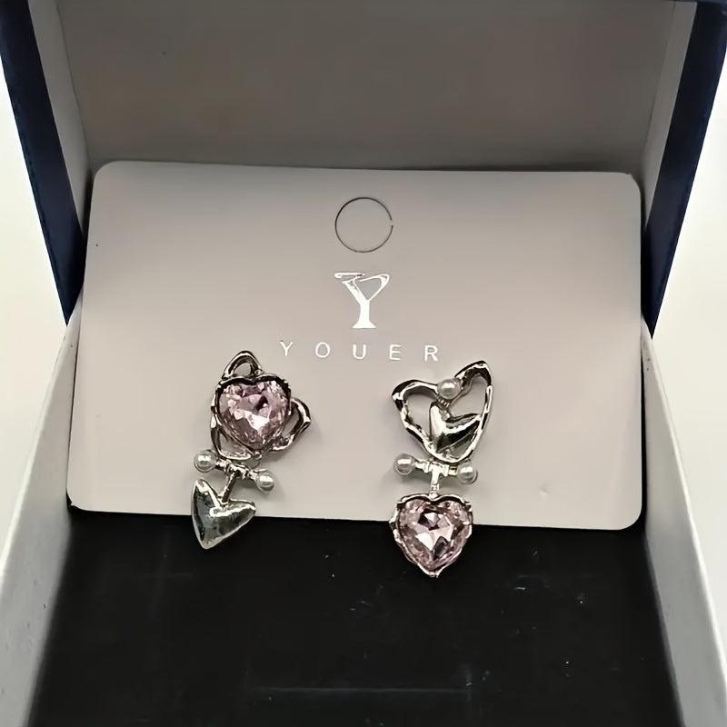 Sweet Asymmetrical Love Earrings, Light and Feminine Style