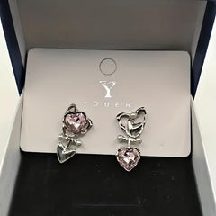Sweet Asymmetrical Love Earrings, Light and Feminine Style