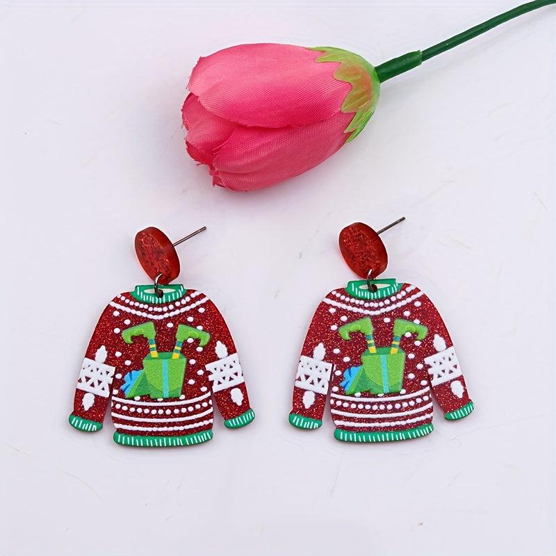 Christmas Snow Sweater Earrings Acrylic Earrings Party Jewelry