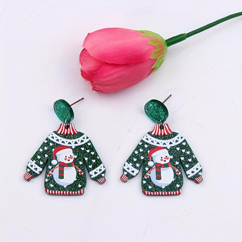 Christmas Snow Sweater Earrings Acrylic Earrings Party Jewelry