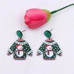 Christmas Snow Sweater Earrings Acrylic Earrings Party Jewelry