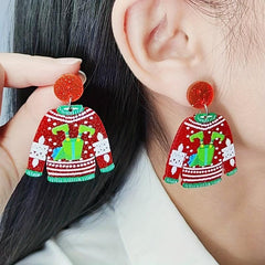 Christmas Snow Sweater Earrings Acrylic Earrings Party Jewelry