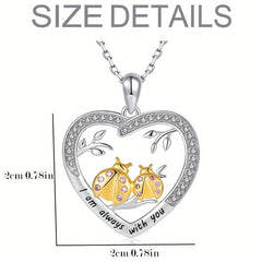 Heart Ladybug Pendant Necklace Animal Jewelry Birthday Gift