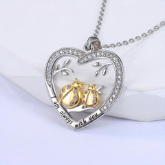 Heart Ladybug Pendant Necklace Animal Jewelry Birthday Gift