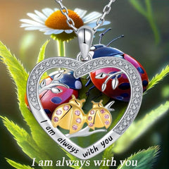 Heart Ladybug Pendant Necklace Animal Jewelry Birthday Gift