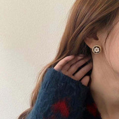 Retro Faux Pearl Flower Earrings for Women