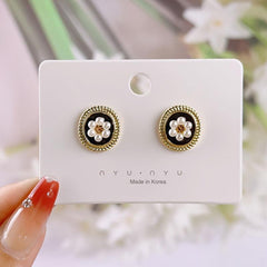 Retro Faux Pearl Flower Earrings for Women