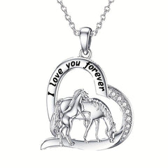 Delicate Heart Necklace Pony Mother And Child Pendant Necklace