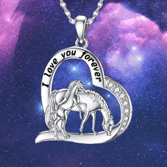 Delicate Heart Necklace Pony Mother And Child Pendant Necklace