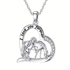 Delicate Heart Necklace Pony Mother And Child Pendant Necklace