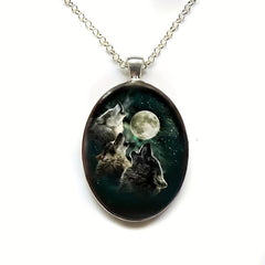 Punk Animal Wolf Head Moon Necklace Boys Girls Gift