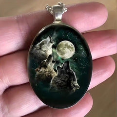 Punk Animal Wolf Head Moon Necklace Boys Girls Gift
