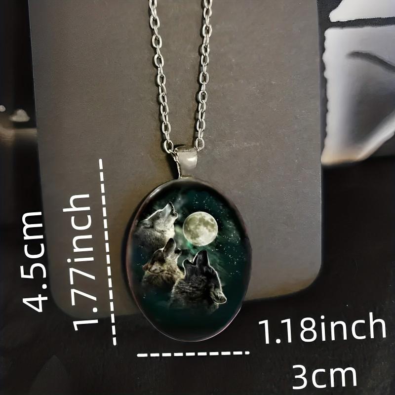 Punk Animal Wolf Head Moon Necklace Boys Girls Gift