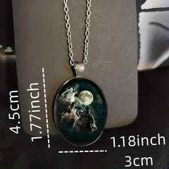 Punk Animal Wolf Head Moon Necklace Boys Girls Gift