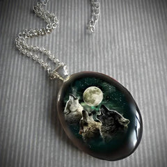 Punk Animal Wolf Head Moon Necklace Boys Girls Gift