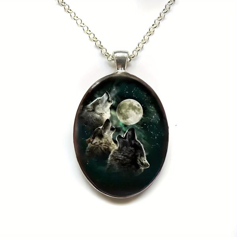 Punk Animal Wolf Head Moon Necklace Boys Girls Gift
