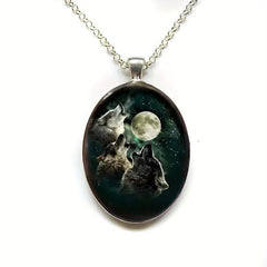 Punk Animal Wolf Head Moon Necklace Boys Girls Gift