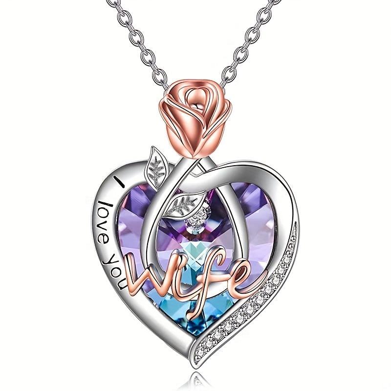 Flowers Love Crystal Necklace Pendant for Wife
