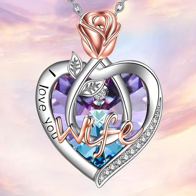 Flowers Love Crystal Necklace Pendant for Wife