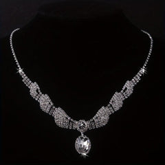 Ladies Inlaid Diamond Necklace and Earrings Set