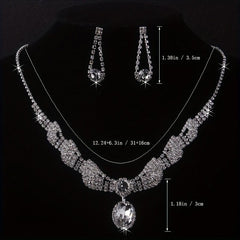Ladies Inlaid Diamond Necklace and Earrings Set