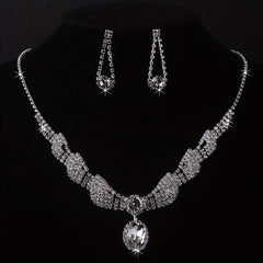 Ladies Inlaid Diamond Necklace and Earrings Set