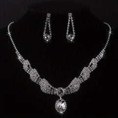 Ladies Inlaid Diamond Necklace and Earrings Set
