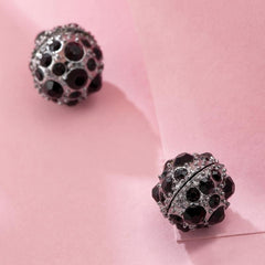 Gun Plated Ball Magnet Ear Clip Earrings