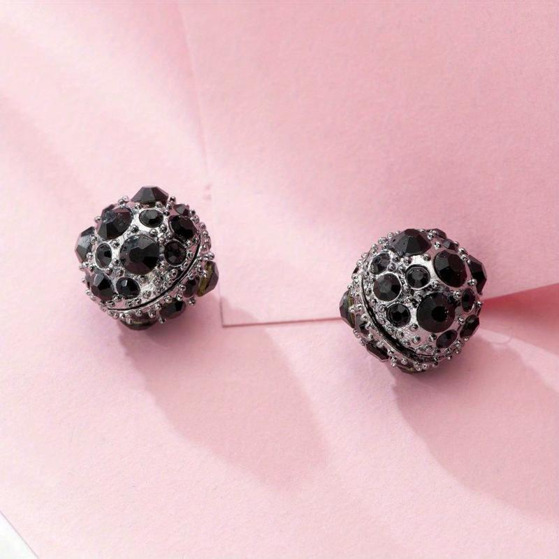 Gun Plated Ball Magnet Ear Clip Earrings