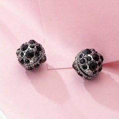 Gun Plated Ball Magnet Ear Clip Earrings