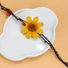 Bohemian Eight Leaf Flower Long Necklace Leather Flower Pendant Long Necklace