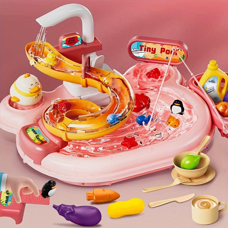 Kids Dishwasher Play Kitchen Toy Set with 22 Pieces