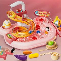 Kids Dishwasher Play Kitchen Toy Set with 22 Pieces