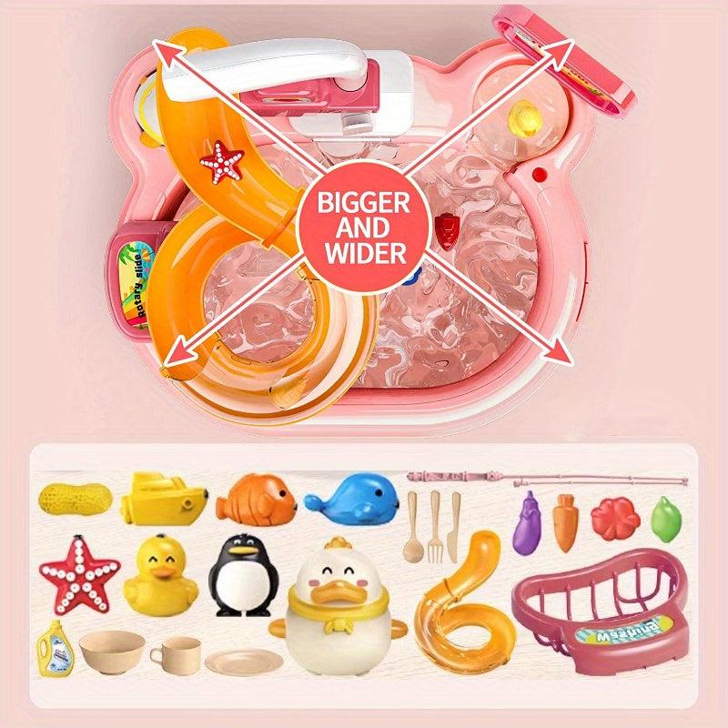 Kids Dishwasher Play Kitchen Toy Set with 22 Pieces