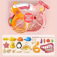 Kids Dishwasher Play Kitchen Toy Set with 22 Pieces