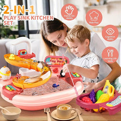 Kids Dishwasher Play Kitchen Toy Set with 22 Pieces