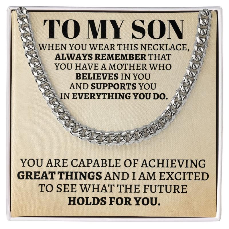 Cuban Link Chain Gift For Son - Perfect Graduation Birthday Wedding Army Teen