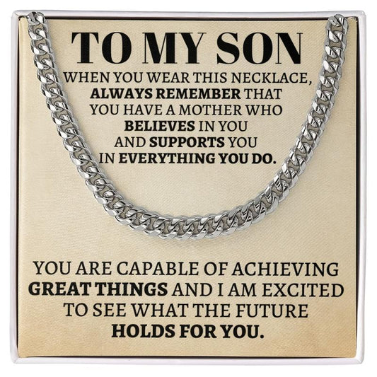 Cuban Link Chain Gift For Son - Perfect Graduation Birthday Wedding Army Teen