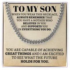 Cuban Link Chain Gift For Son - Perfect Graduation Birthday Wedding Army Teen