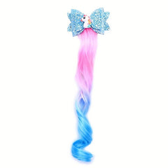 Kids Gradient Wig Bow Top Hair Clip Baby Wings Princess Glitter Hair Accessories