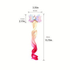 Kids Gradient Wig Bow Top Hair Clip Baby Wings Princess Glitter Hair Accessories